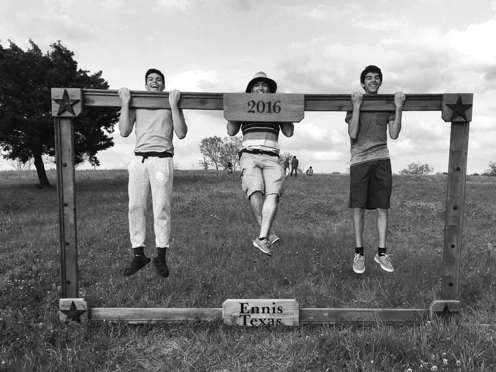 Claudio with friends at Bluebonnet Park